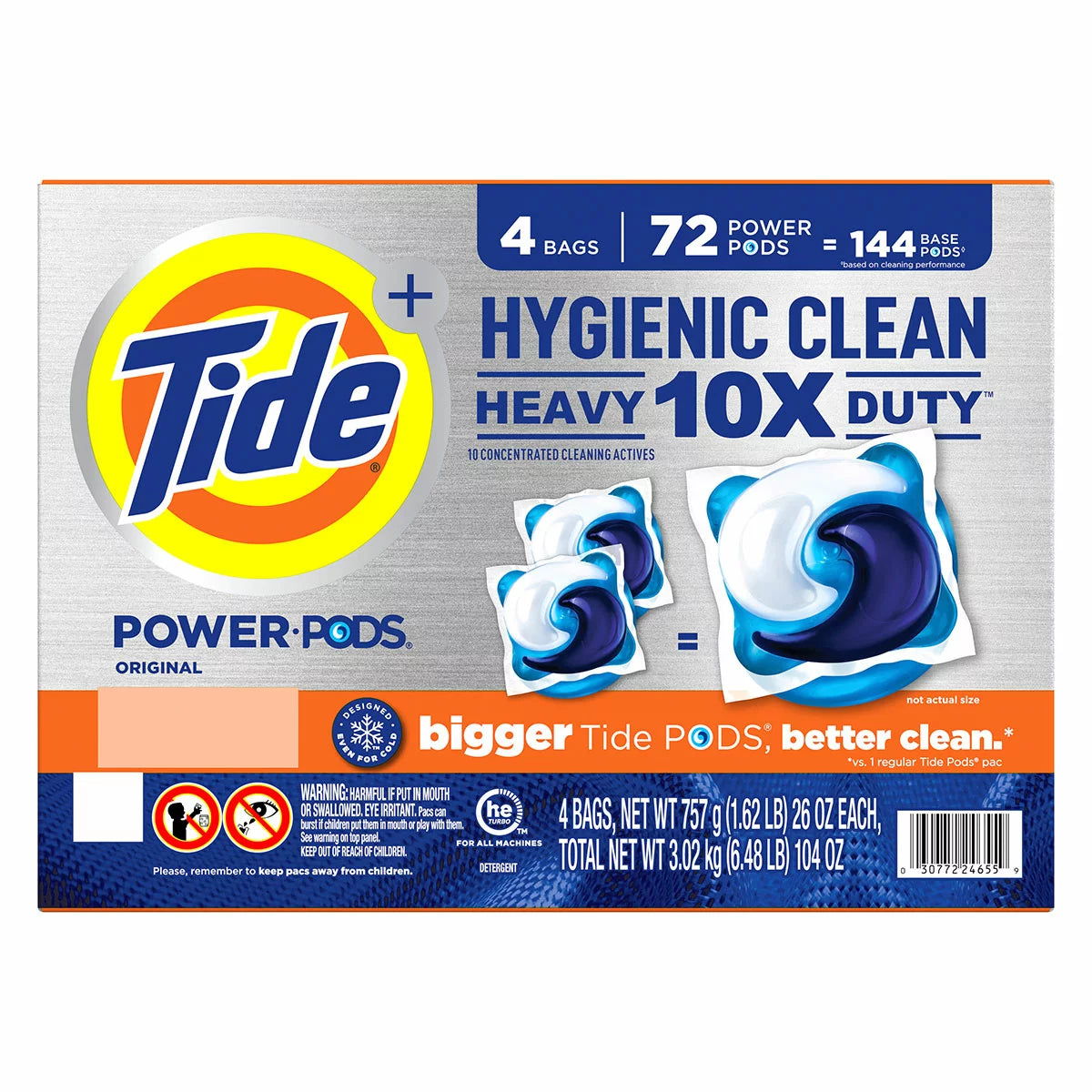 Tide Ultra Oxi Laundry Pods for Tough Stains & Odors 72 Power PODS