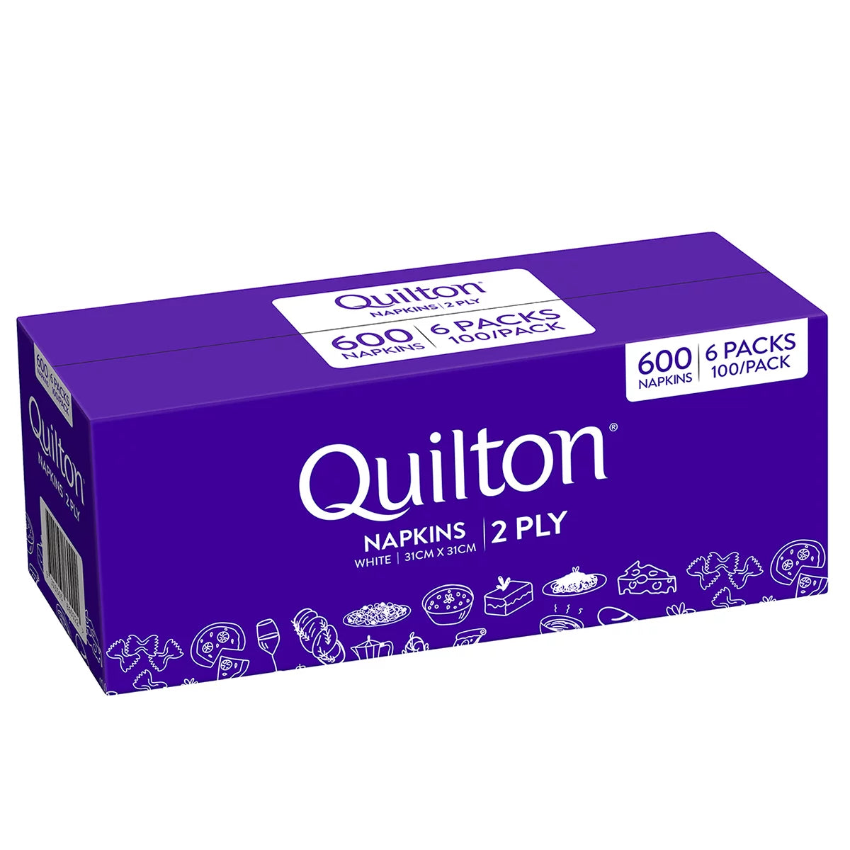 Quilton 2-Ply White Napkins – 600 Pack Soft & Strong