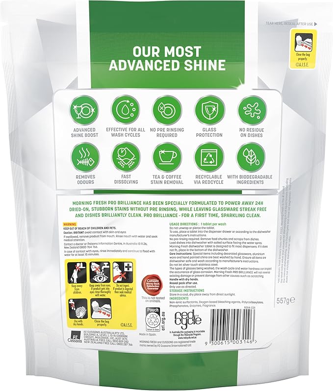 Morning Fresh Pro Brilliance Powerful Dishwasher Tablets 132 Pack 3 x 44