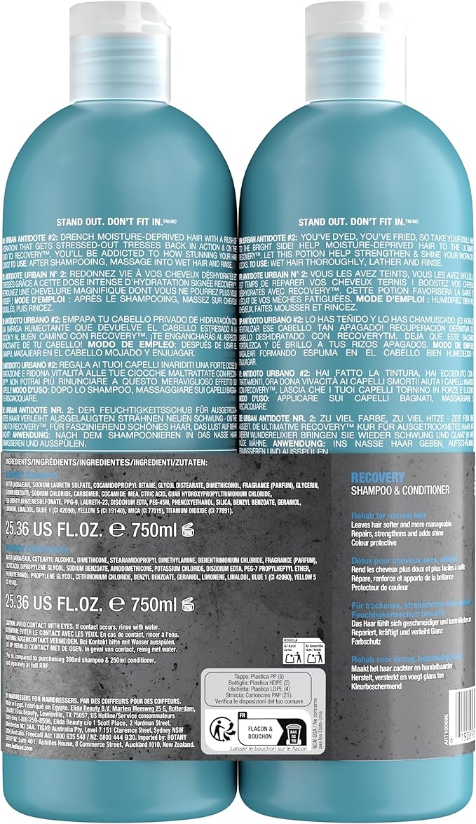 TIGI Bed Head Recovery Shampoo & Conditioner 2x750ml For Dry Damaged Hair