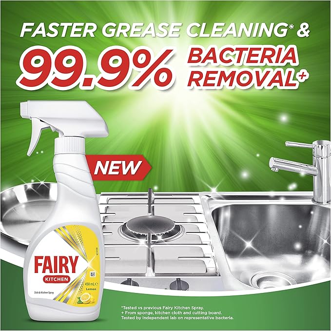 Fairy Lemon Kitchen Spray Bundle 4-Pack for Dishes & Surfaces 450mL Each
