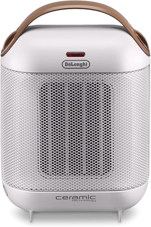 De'Longhi Capsule Fan Heater 1800W Portable Ceramic Desk Heater with Anti Frost Ivory White