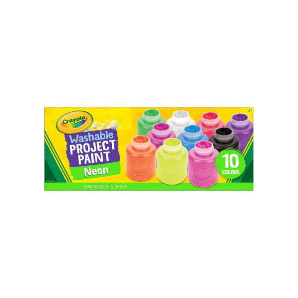 Crayola 10pc Washable Neon Paint Set Safe for Kids Perfect for Arts & Crafts