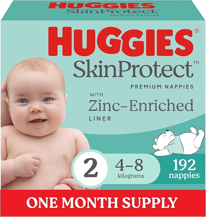 Huggies Infant Nappies Size 2 Skin Protect 4–8 kg 192 Count Bulk