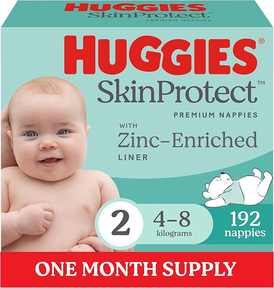Huggies Infant Nappies Size 2 Skin Protect 4–8 kg 192 Count Bulk