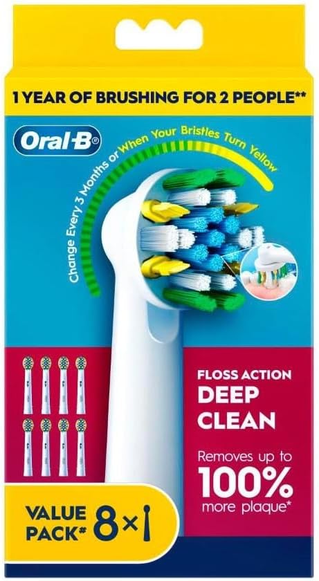2x Oral-B Floss Action Brush Heads  Deep Clean Replacement Heads 8 Pack