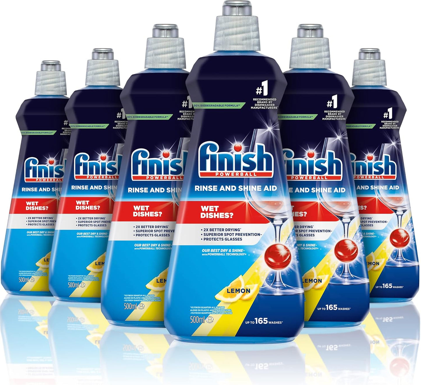 2x Finish Dishwashing Rinse & Shine Aid Lemon 500 mL Pack of 6 Total 12 Bottles