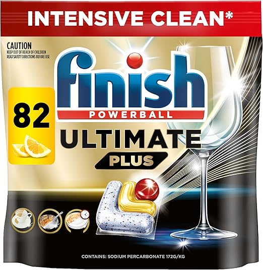 2x Finish Ultimate Plus Dishwasher Tablets Lemon 164 Total Tablets