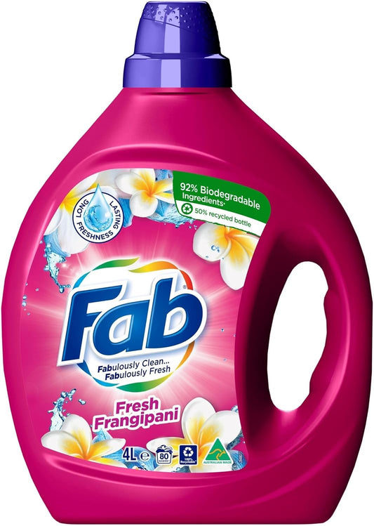 Fab Fresh Frangipani Front and Top Loader 4L Liquid Laundry Detergent