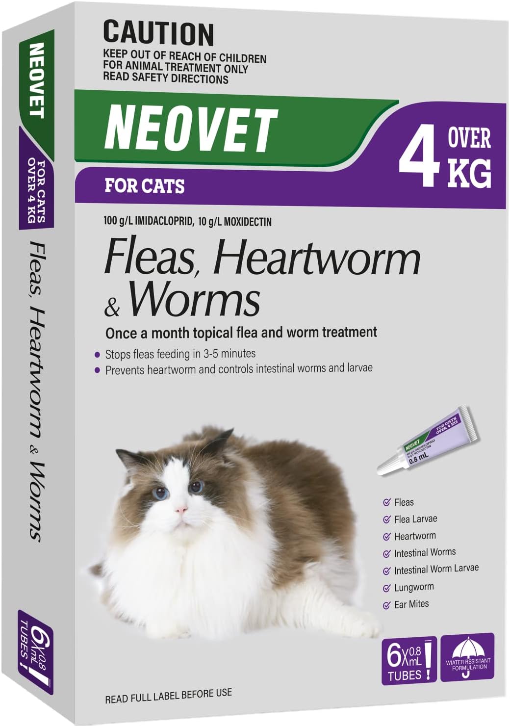 NEOVET FOR CATS OVER Neovet Cat Flea & Worm Treatment 4KG 6 PACK