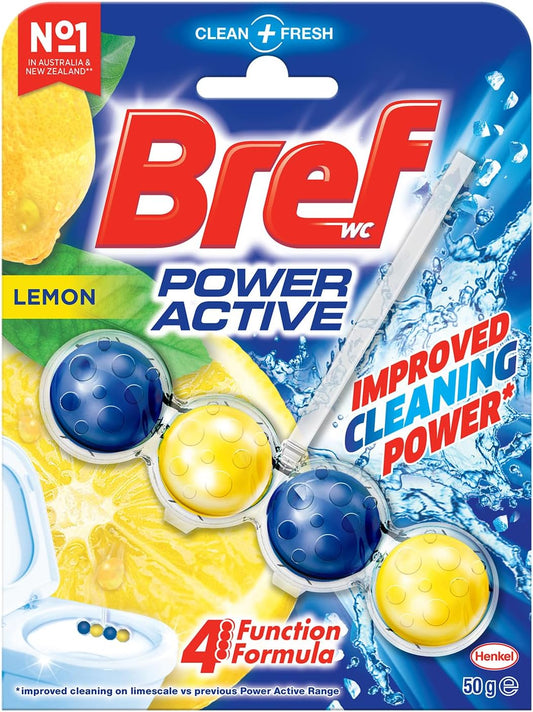 Bref Power Rim Block Toilet Cleaner Active Juicy Lemon 50 Grams