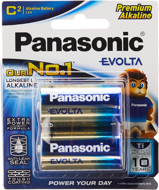 Panasonic Alkaline Batteries Evolta C Premium Pack of 2