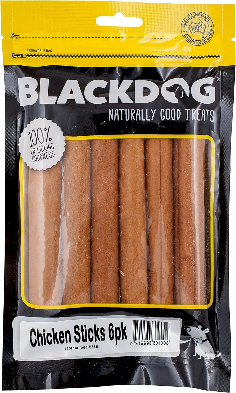 BLACKDOG Delicious Treats for Dogs Chicken Sticks 6 Pack