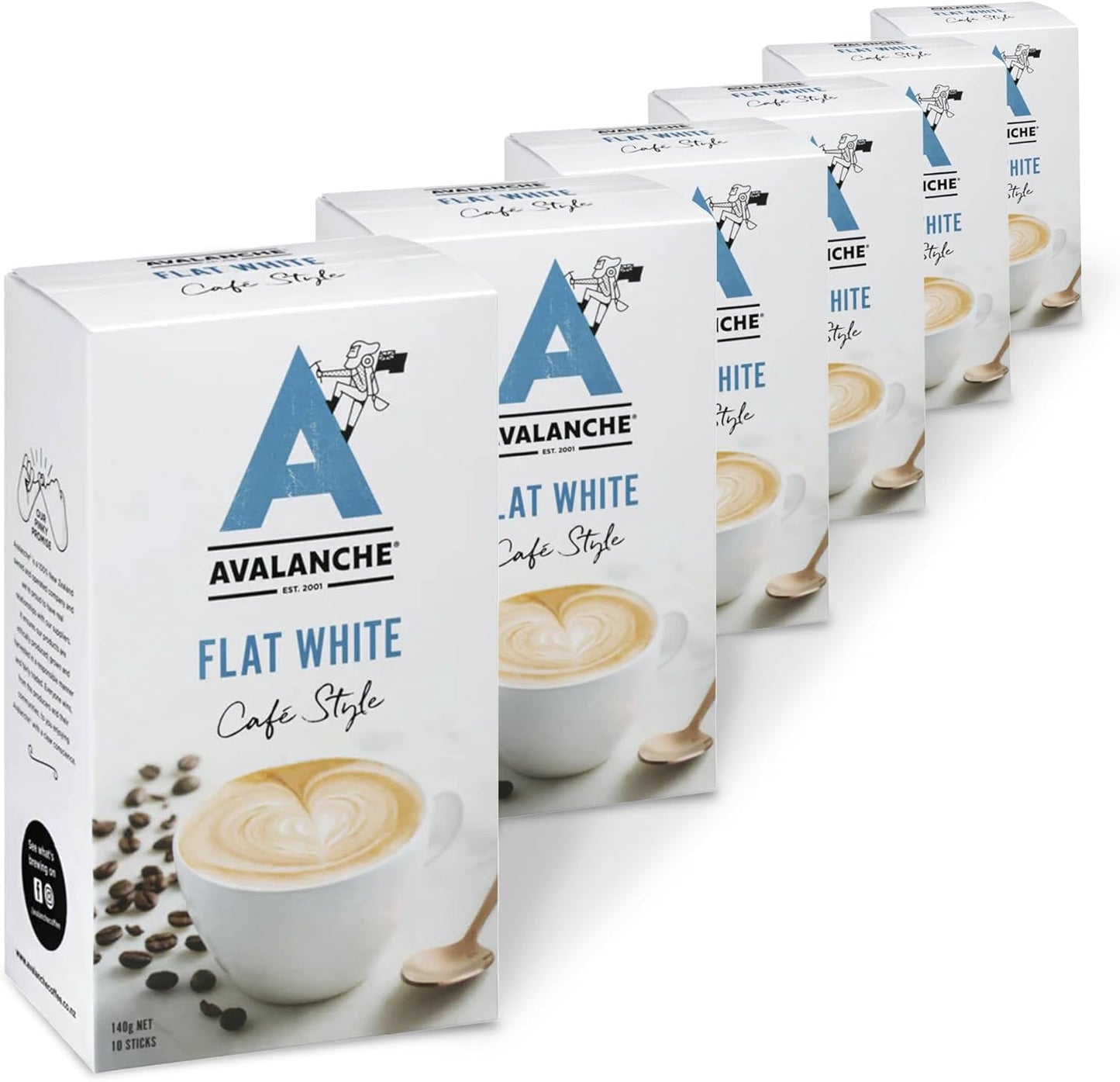 Avalanche Coffee Sticks Flat White Cafe Style 60 Pack of 6