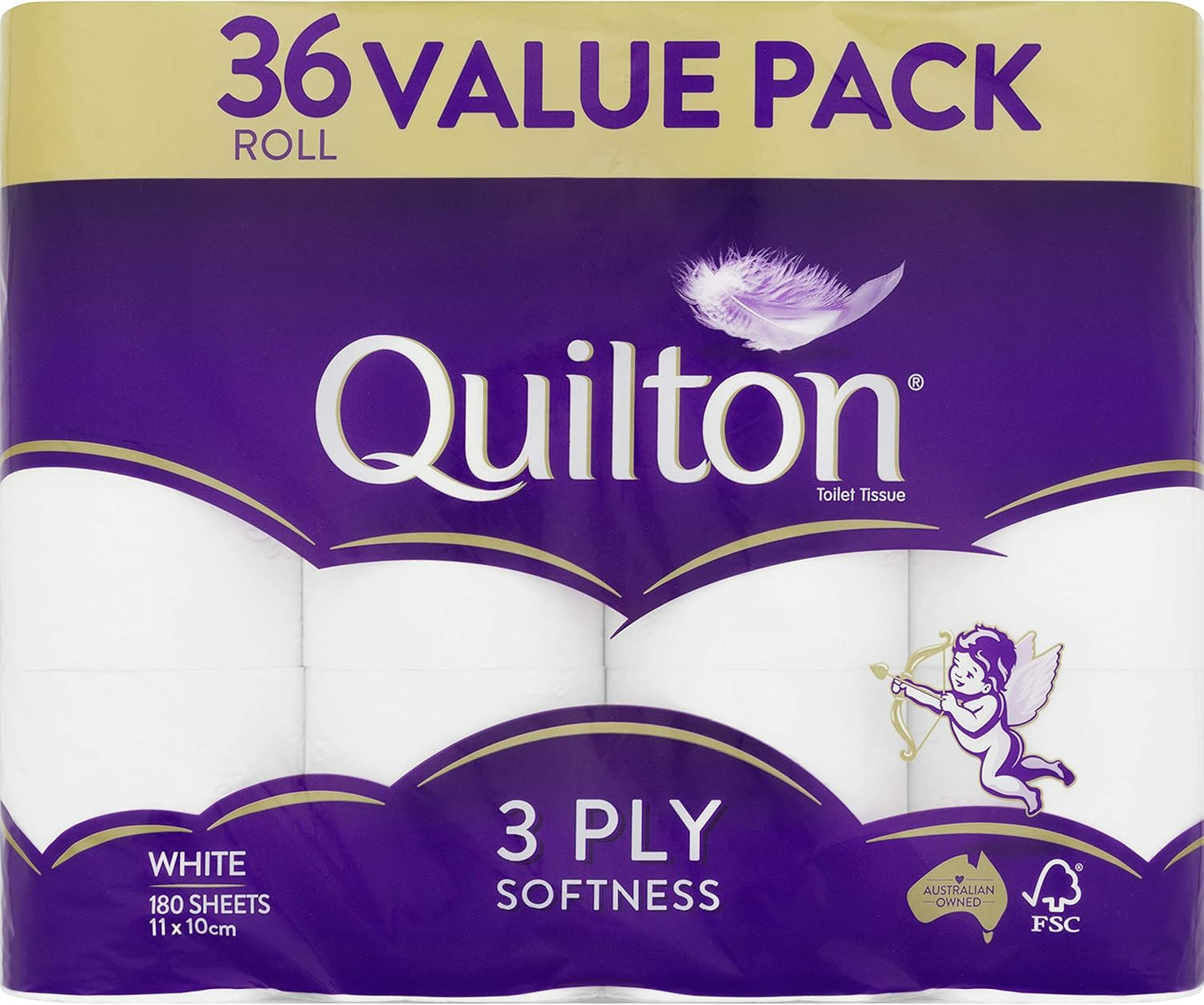 Quilton 3 Ply Toilet Tissue Pack of 36 180 Sheets per Roll