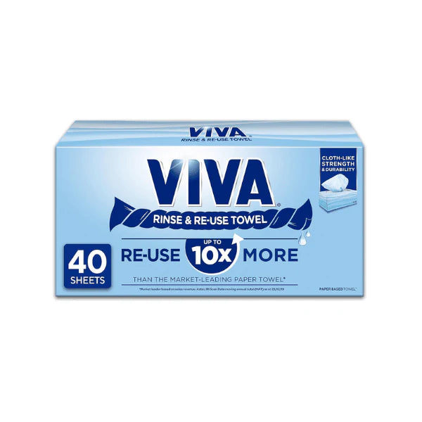 VIVA Rinse & Re-Use Paper Towels Durable & Reusable 40 Count