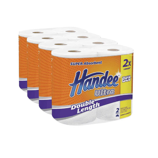 Ultra Double Length Handee Paper Towels 8 Rolls 120 Sheets Per Roll