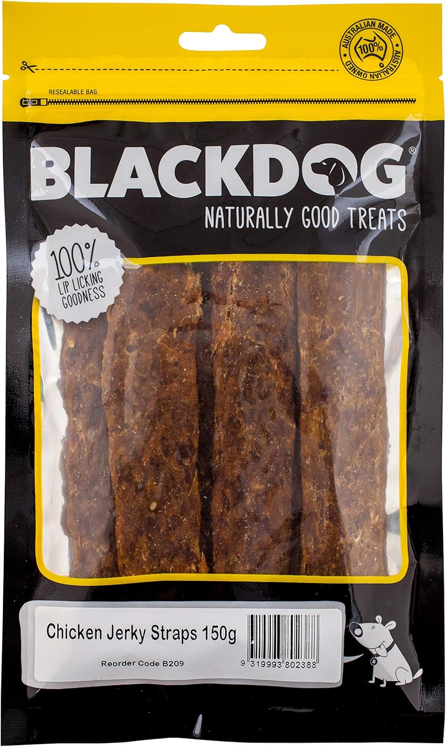 BLACKDOG Delicious Treats for Dogs Chicken Jerky Straps 150g