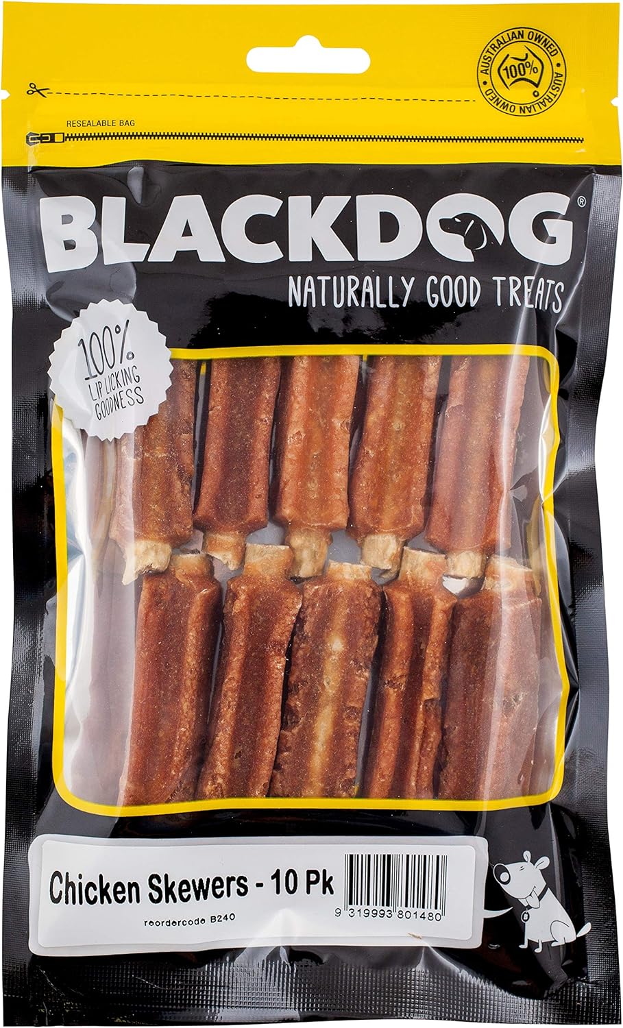 BLACKDOG 10 Pack Tasty Treats for Dogs Chicken Skewers