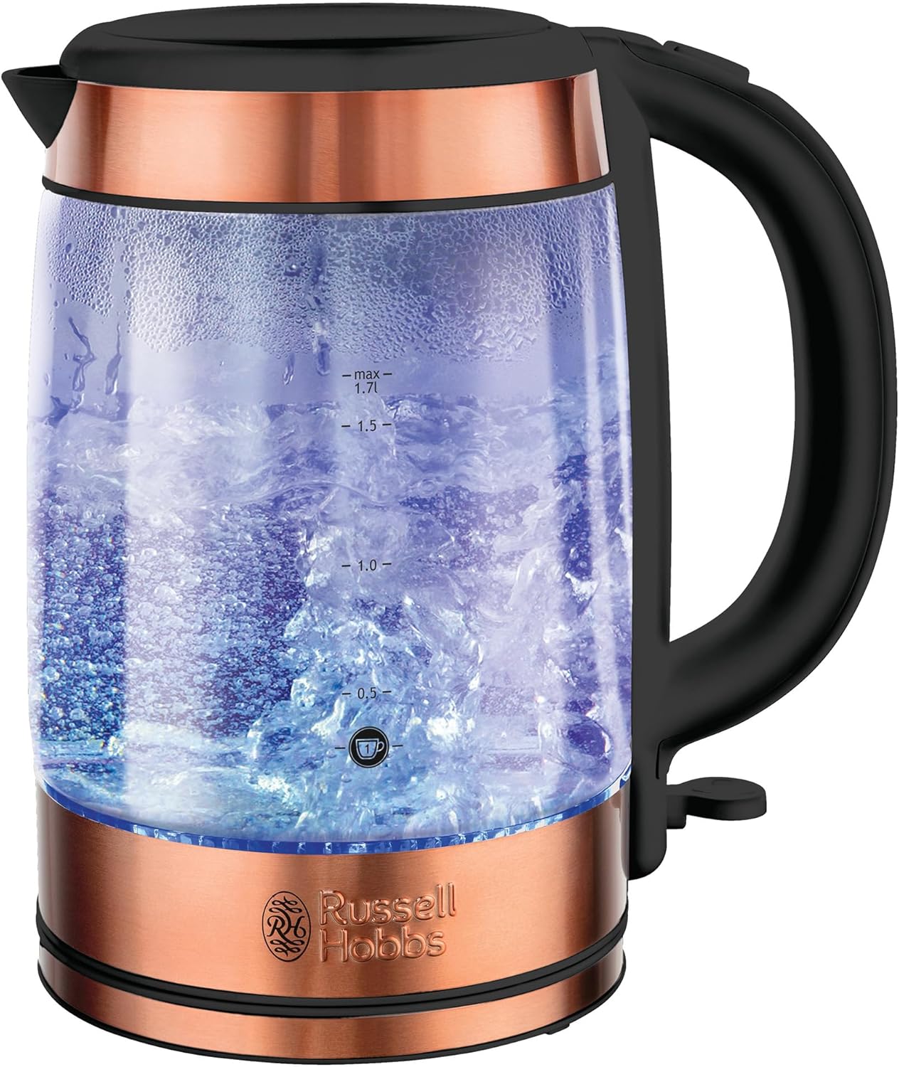 1.7 L Copper Russell Hobbs Brooklyn Glass Kettle RHK172