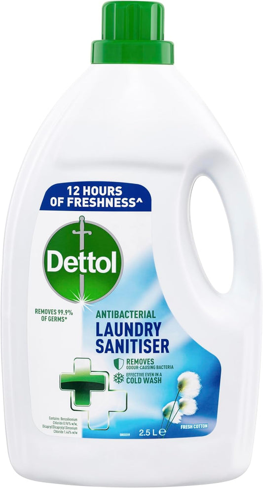 Dettol Liquid Fresh Cotton Sanitizer Antibacterial Laundry 2.5L