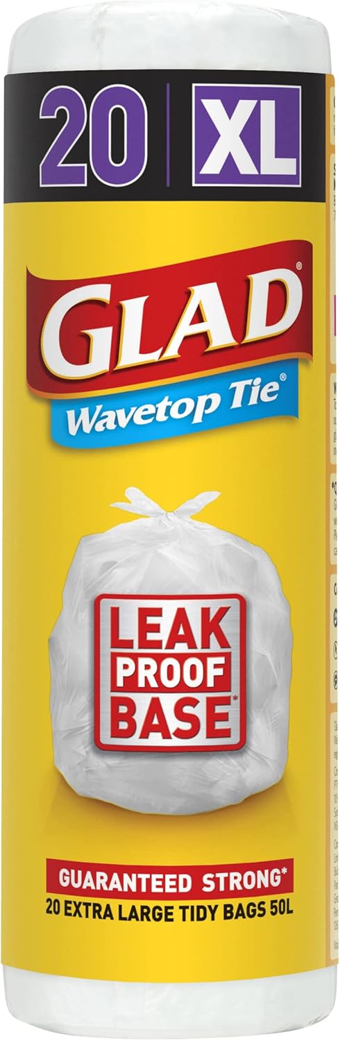 Glad Wavetop Large Kitchen Tidy Bags Tie Rubbish Bags Extra 20 Count