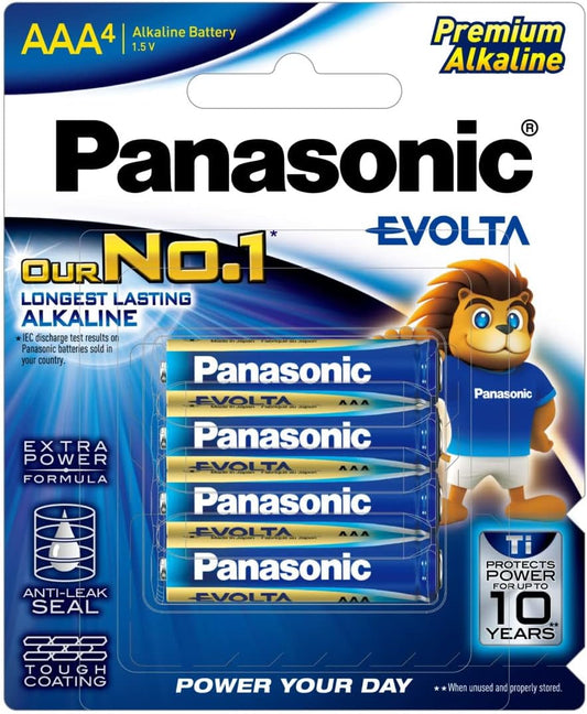 Panasonic Alkaline Batteries Evolta AAA Premium Pack of 4