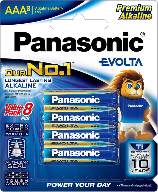 Panasonic Alkaline Batteries Evolta AAA Premium Pack of 8