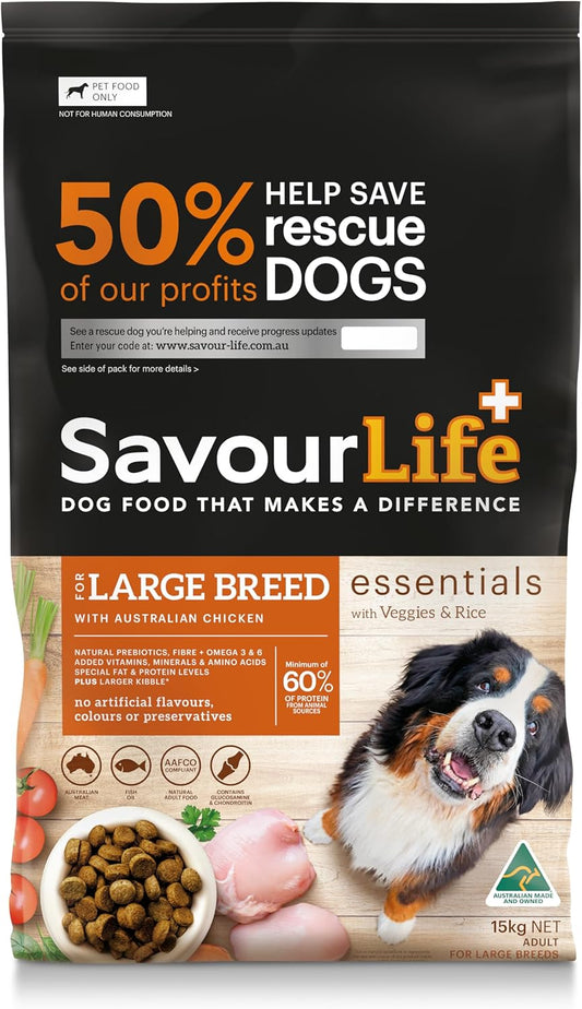 SavourLife Dog Food 15kg Essentials Chicken Large Breed Adult