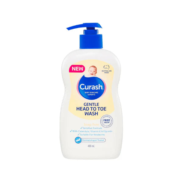 Curash 400ml Head to Toe Wash for Newborns and Sensitive Skin Natural Ingredients