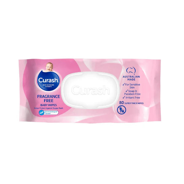 Curash Fragrance Free 240 Wipes Baby Wipes pH Balanced Sensitive Skin 3x80