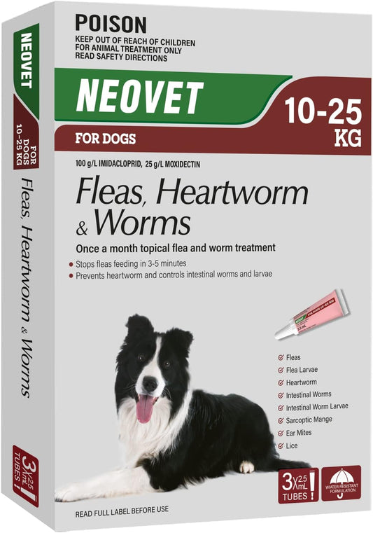 NEOVET FOR DOGS Flea & Worm Treatment (10 - 25KG) 3 PACK