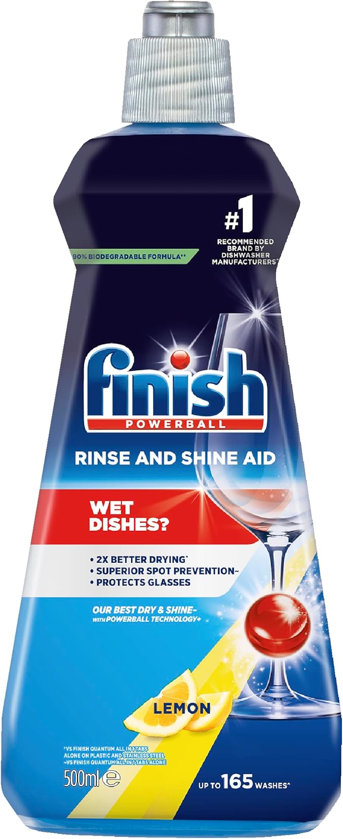 2x Finish Dishwashing Rinse & Shine Aid Lemon 500 mL Pack of 6 Total 12 Bottles