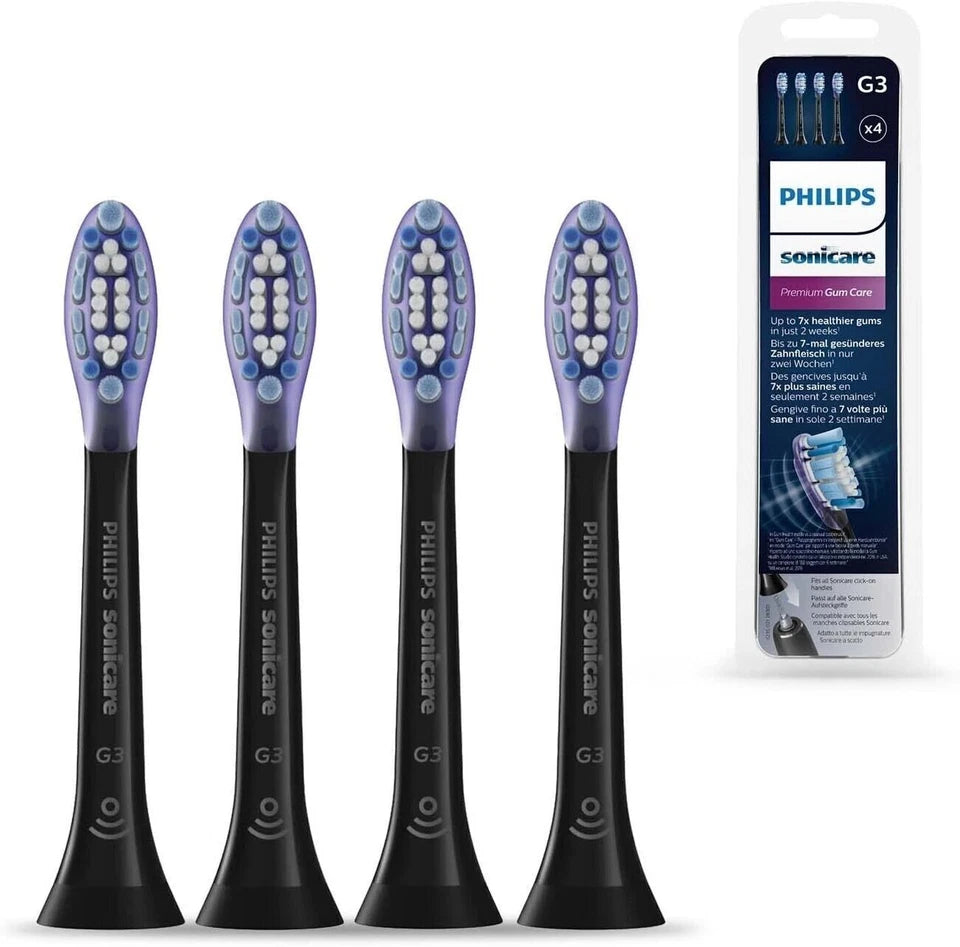 Philips Sonicare Compatible G3 Premium Gum Care Brush Heads 4-Pack Black