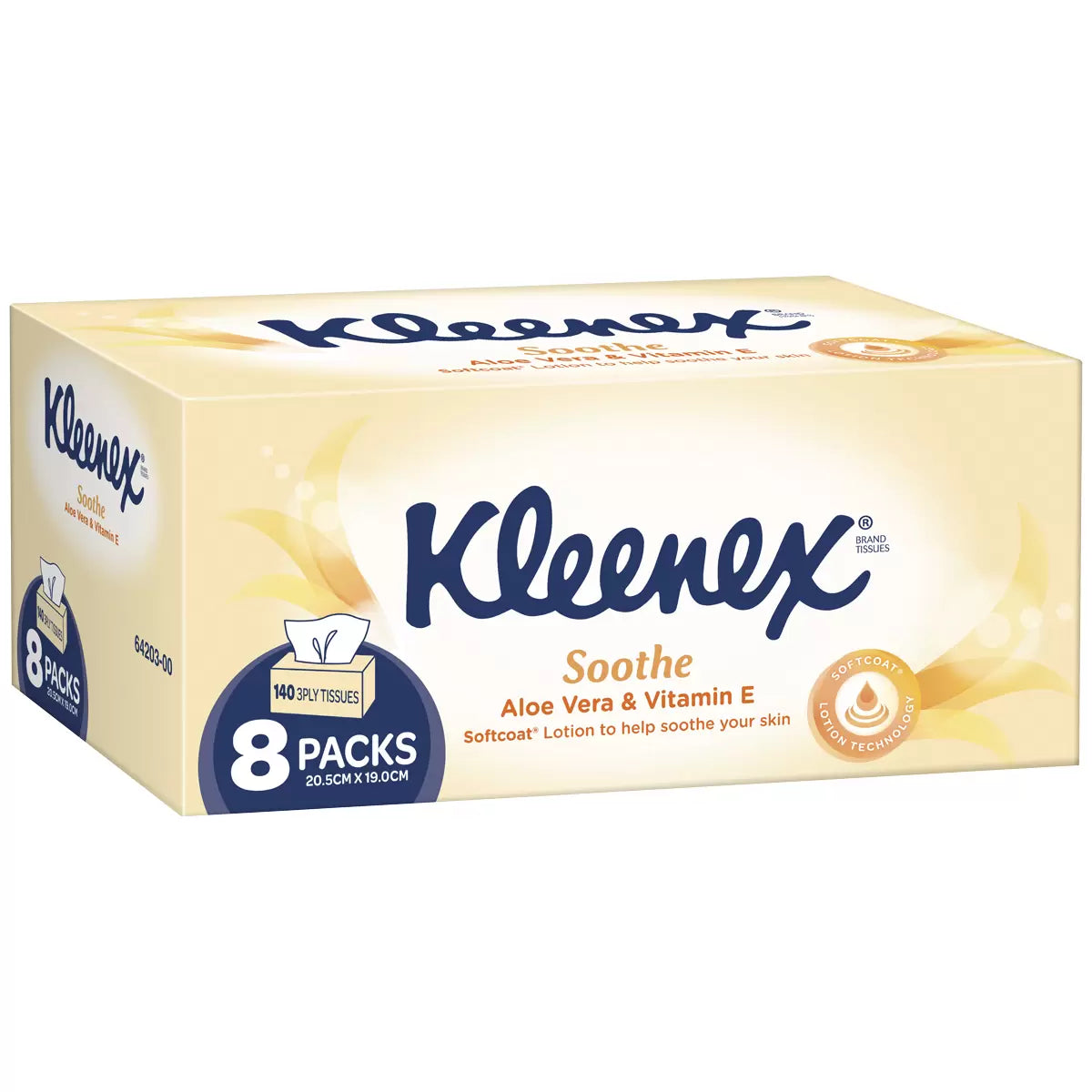 Kleenex Aloe Vera Facial Tissues 8 Packs x 140 Sheets Soft Gentle & Soothing