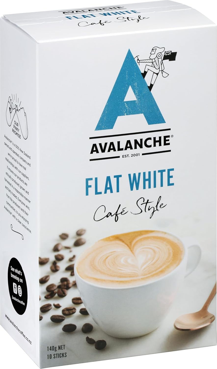 Avalanche Coffee Sticks Flat White Cafe Style 60 Pack of 6