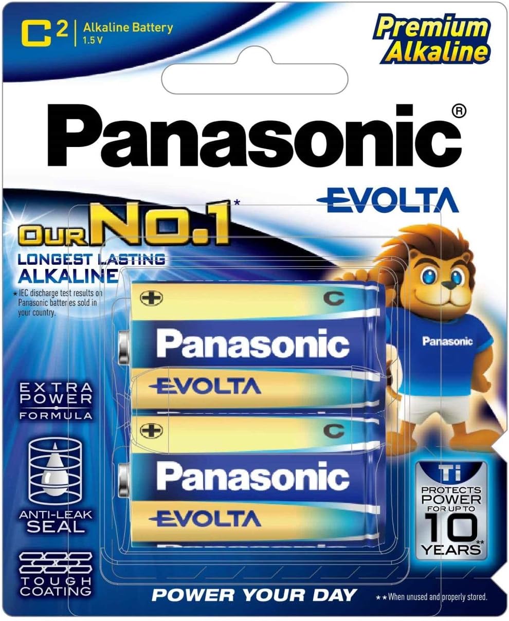 Panasonic Alkaline Batteries Evolta C Premium Pack of 2