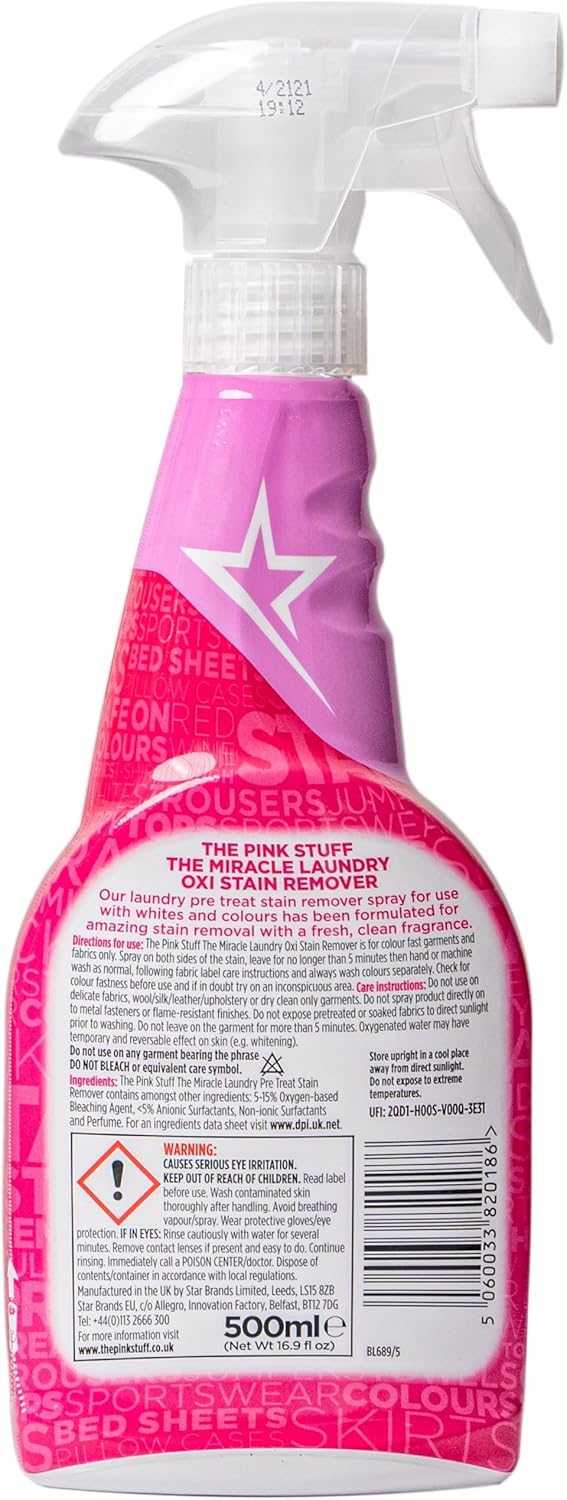 The Pink Stuff Stain Remover Spray for Ultimate Stain Removal Power 500ml