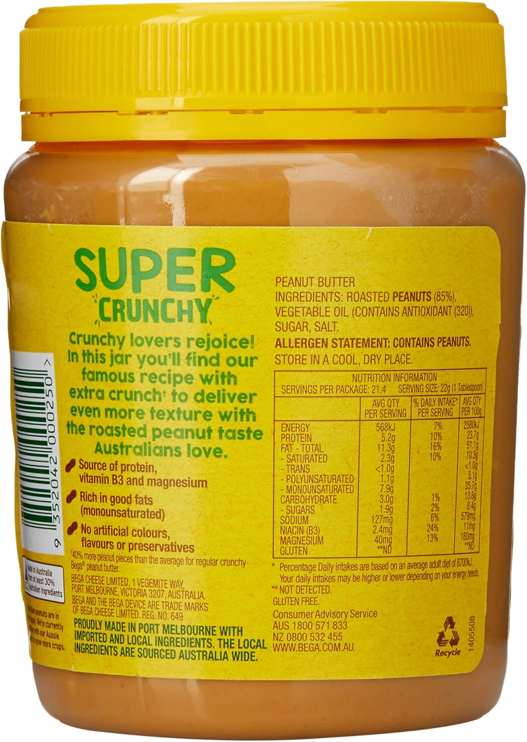 470g Bega Super Crunchy Peanut Butter