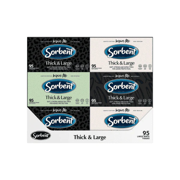 Sorbent White Thick and Large 12 Boxes X 95 Sheets Tissue