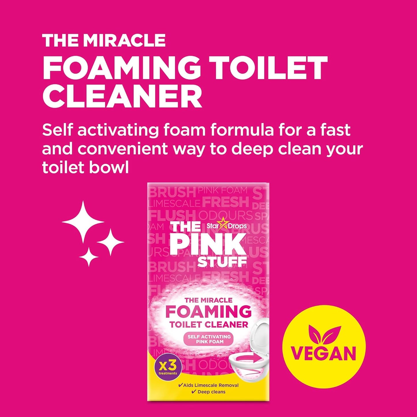 The Pink Stuff Miracle Foaming Toilet Cleaner Bathroom Freshness 3-Pack