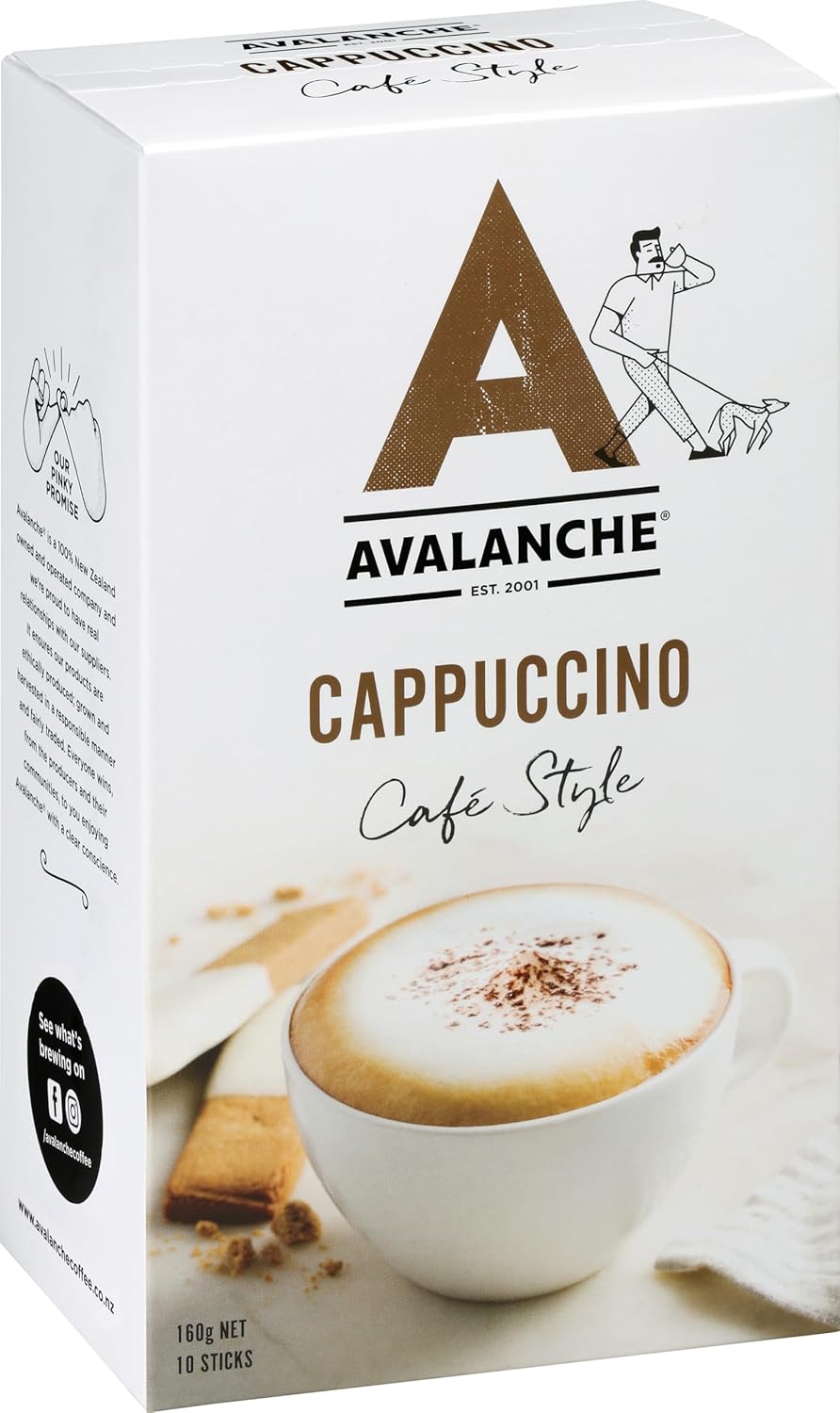 Avalanche Coffee Sticks Cappuccino Cafe Style 60 Pack of 6