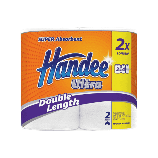 Ultra Double Length Handee Paper Towels 8 Rolls 120 Sheets Per Roll