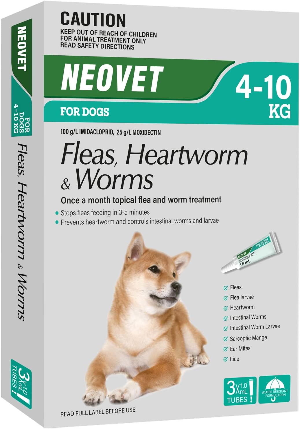 NEOVET FOR DOGS Flea & Worm Treatment (4 - 10KG) 3 PACK