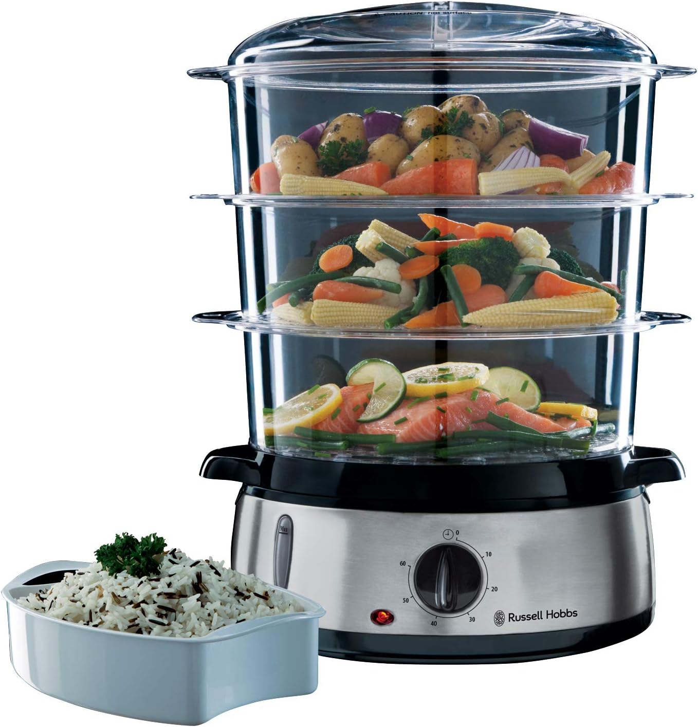 Russell Hobbs Steel Base Silver 9L Food Steamer 800W Stainless