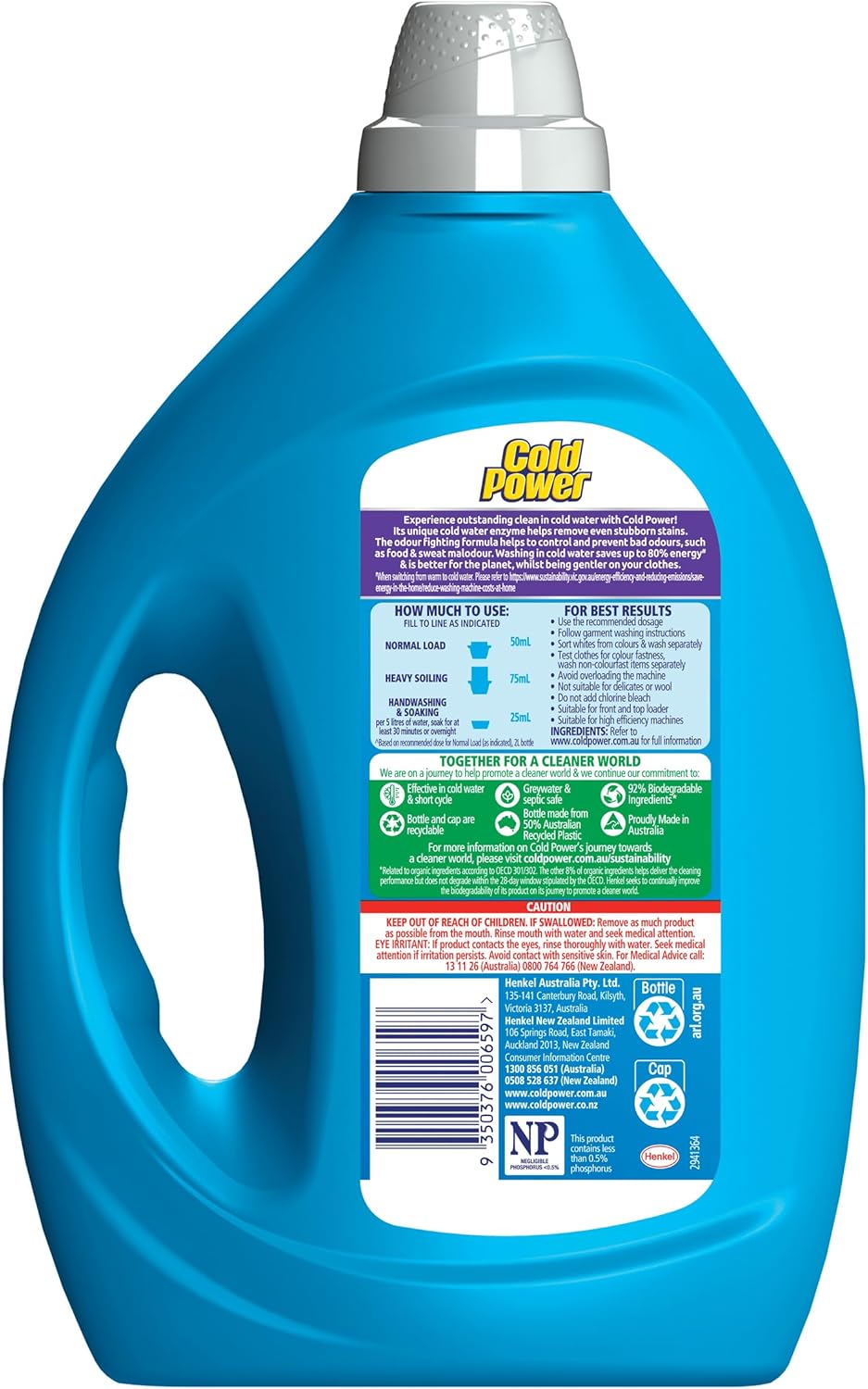 2L Laundry Detergent Liquid Cold Power Effective Odour Control