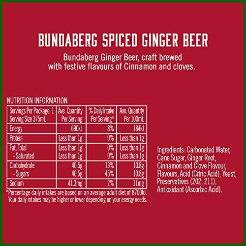 Bundaberg Spiced Ginger Beer – 24 x 375ml Bottles of Bold Zesty Refreshment