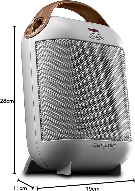 De'Longhi Capsule Fan Heater 1800W Portable Ceramic Desk Heater with Anti Frost Ivory White