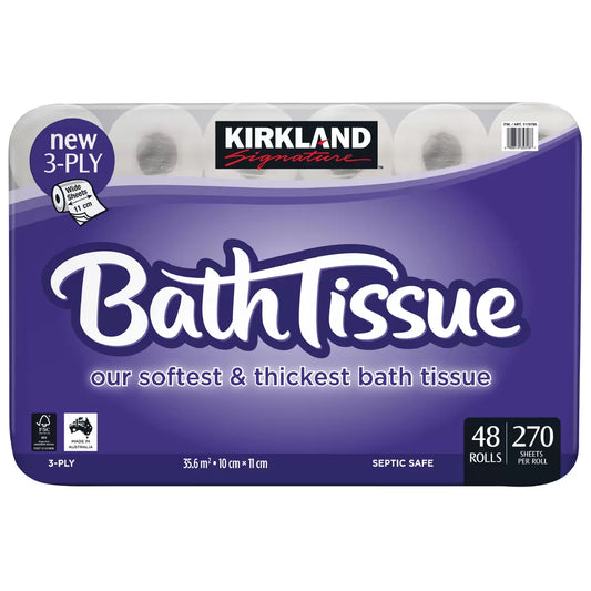 Kirkland 3-Ply Bathroom Tissue 48 Rolls 270 Sheets Per Roll
