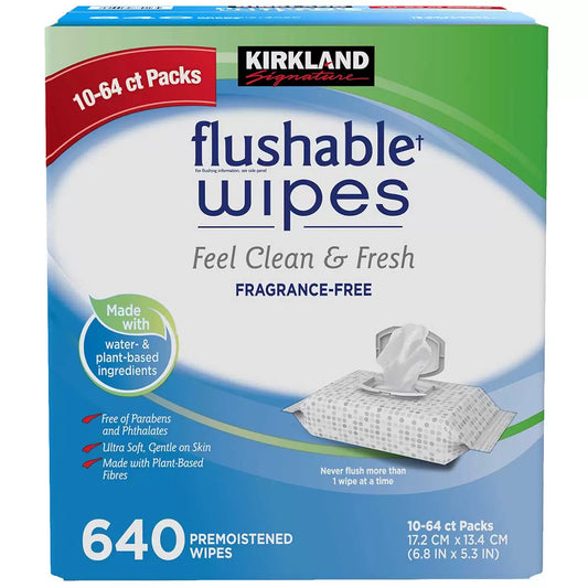 Kirkland Signature Flushable Wipes 2 Packs of 640 1280 Total Wipes